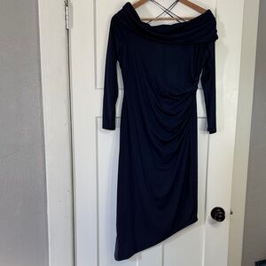 Chic Asymmetrical Navy Dress